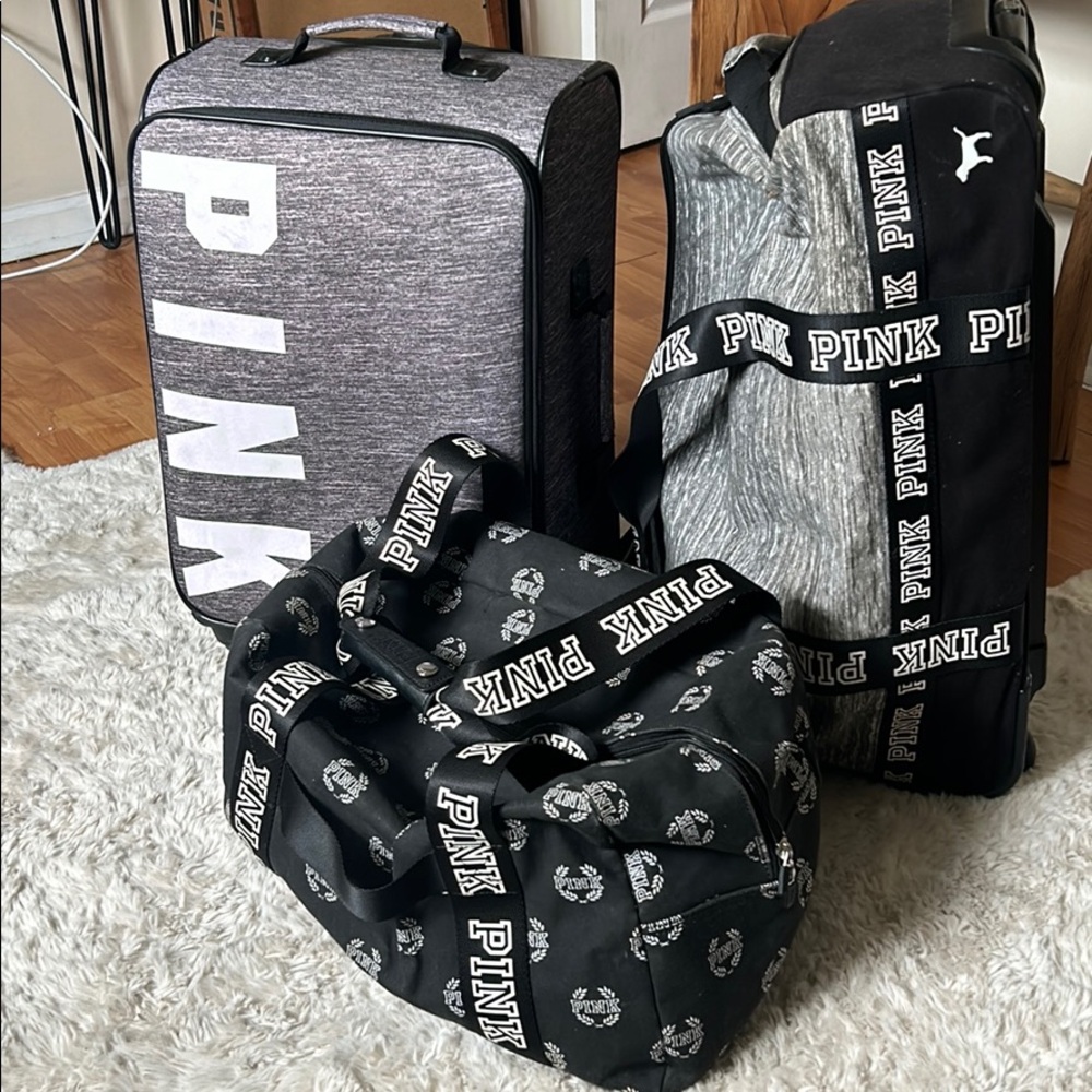 PINK 3 piece luggage set